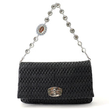 Load image into Gallery viewer, MIUMIU Nappa Crystal Matelassé Shoulder Bag Black Leather
