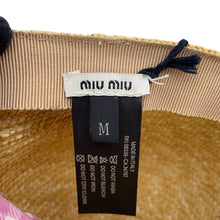 将图像加载到图库查看器中，MIUMIU Straw cap Size M Beige/Pink/White Straw Silk

