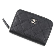 CHANEL Matelassé Classic Zip Coin Purse BlackAP0216 Caviar Leather