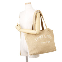 将图像加载到图库查看器中，JIMMY CHOO Beach Tote Beige Raffia
