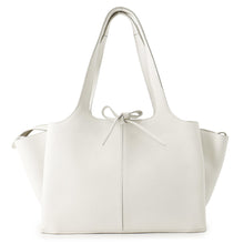将图像加载到图库查看器中，CELINE Triford Tote Bag White179043 Leather Size Small
