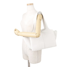 将图像加载到图库查看器中，CELINE Triford Tote Bag White179043 Leather Size Small
