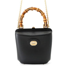 将图像加载到图库查看器中，GUCCI Bamboo Handbag Black616436 Leather

