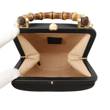 将图像加载到图库查看器中，GUCCI Bamboo Handbag Black616436 Leather
