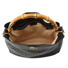 将图像加载到图库查看器中，GUCCI Diana Handbag Black/Gray746124 Calf Leather Size Medium
