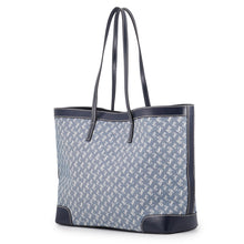 将图像加载到图库查看器中，JIMMY CHOO NINE 2 FINE Shopping Tote Bag White/Denim Leather Canvas
