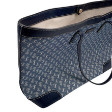 将图像加载到图库查看器中，JIMMY CHOO NINE 2 FINE Shopping Tote Bag White/Denim Leather Canvas
