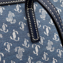 将图像加载到图库查看器中，JIMMY CHOO NINE 2 FINE Shopping Tote Bag White/Denim Leather Canvas
