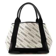 将图像加载到图库查看器中，BALENCIAGA Navy Tote Bag White/Black339933 Canvas Leather Size S
