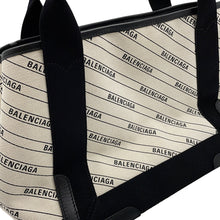 将图像加载到图库查看器中，BALENCIAGA Navy Tote Bag White/Black339933 Canvas Leather Size S
