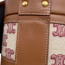 将图像加载到图库查看器中，CELINE Triomphe Tambour Shoulder Bag Brown/Beige/Red Leather Canvas Size Small
