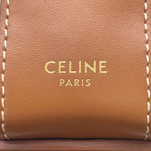 将图像加载到图库查看器中，CELINE Triomphe Tambour Shoulder Bag Brown/Beige/Red Leather Canvas Size Small
