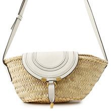 Load image into Gallery viewer, Chloe Mercy Bucket Natural/White Raffia Leather Size Small

