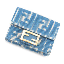 将图像加载到图库查看器中，FENDI ZUCCA Baguette Tri-fold Wallet Blue8M0395AUNJF1SKL Canvas
