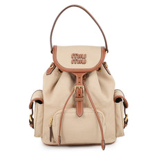 Load image into Gallery viewer, MIUMIU Logo Backpack Beige/Brown5BZ043 Leather Canvas Size Medium
