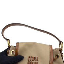Load image into Gallery viewer, MIUMIU Logo Backpack Beige/Brown5BZ043 Leather Canvas Size Medium

