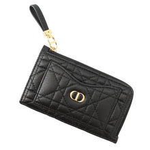 将图像加载到图库查看器中，Dior Caro Zip Card Holder BlackS5131UWHC Lambskin
