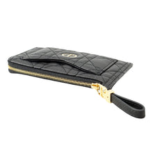 将图像加载到图库查看器中，Dior Caro Zip Card Holder BlackS5131UWHC Lambskin
