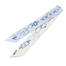 Load image into Gallery viewer, HERMES Twilly DO RE BOUCLES Broderis Anglaise Blue/Blanc/Marine Silk100%
