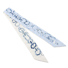 Load image into Gallery viewer, HERMES Twilly DO RE BOUCLES Broderis Anglaise Blue/Blanc/Marine Silk100%

