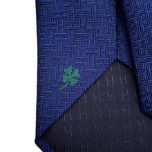 将图像加载到图库查看器中，HERMES Silk necktie, 8 cm, H-trefle MarineH659448T Silk100%
