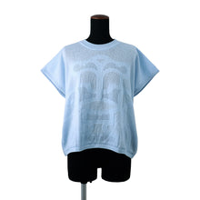 将图像加载到图库查看器中，HERMES Sleeveless knit top with "Lancegne du Sellier" motif. Size 40 Light BlueH6H2664D60234 Cashmere
