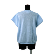 将图像加载到图库查看器中，HERMES Sleeveless knit top with "Lancegne du Sellier" motif. Size 40 Light BlueH6H2664D60234 Cashmere
