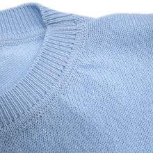 将图像加载到图库查看器中，HERMES Sleeveless knit top with "Lancegne du Sellier" motif. Size 40 Light BlueH6H2664D60234 Cashmere

