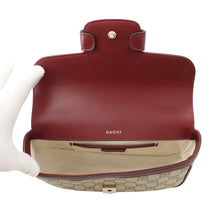 将图像加载到图库查看器中，GUCCI GG Supreme Horsebit 1955 Top Handle 2-Way Bag Beige/Burgundy815206 GG Supreme Leather
