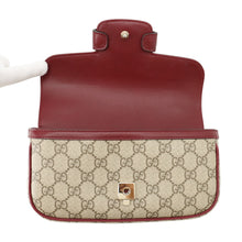 将图像加载到图库查看器中，GUCCI GG Supreme Horsebit 1955 Top Handle 2-Way Bag Beige/Burgundy815206 GG Supreme Leather
