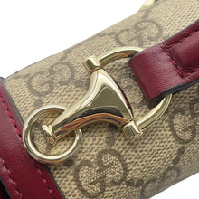 将图像加载到图库查看器中，GUCCI GG Supreme Horsebit 1955 Top Handle 2-Way Bag Beige/Burgundy815206 GG Supreme Leather
