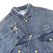Load image into Gallery viewer, MIUMIU Collarless denim jacket Size 36 BlueGWB194 S000 139G Cotton100%
