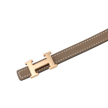Load image into Gallery viewer, HERMES Belt buckle mini H &amp; reversible belt 13 Size 85 Black/Etoupe Epsom Swift Leather
