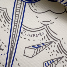 Load image into Gallery viewer, HERMES Carre please hold the line Size 90 Crème / Blue / Gray004187S Silk100%
