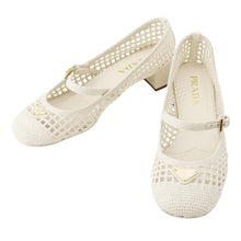 将图像加载到图库查看器中，PRADA Crochet Pumps Ivory1I429O Cotton Size 37
