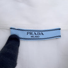 将图像加载到图库查看器中，PRADA Short-sleeved poplin shirt blouse Size 40 WhiteP477IR Cotton100%
