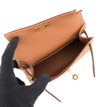 将图像加载到图库查看器中，HERMES Mini Kelly 2 Gold Epsom
