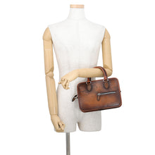 Load image into Gallery viewer, Berluti Calligraphy Jules Gulliver 2-Way Handbag Brown Leather
