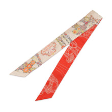 将图像加载到图库查看器中，HERMES Twilly Lid de Gala en Fleur &amp; Eyeliner Vanilla/Orange/Khaki Silk100%
