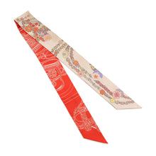将图像加载到图库查看器中，HERMES Twilly Lid de Gala en Fleur &amp; Eyeliner Vanilla/Orange/Khaki Silk100%
