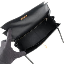 将图像加载到图库查看器中，HERMES Kelly Sellier Black Epsom Size 28
