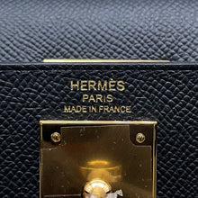 将图像加载到图库查看器中，HERMES Kelly Sellier Black Epsom Size 28
