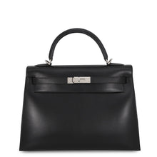 将图像加载到图库查看器中，HERMES Kelly Sellier Black Box Calf Leather Size 32
