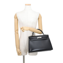将图像加载到图库查看器中，HERMES Kelly Sellier Black Box Calf Leather Size 32
