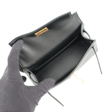 将图像加载到图库查看器中，HERMES Mini Kelly 2 Black Epsom
