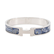 Load image into Gallery viewer, HERMES ClicHH Horsewear Bracelet Size PM Blue Dye Metal Enamel
