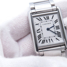 将图像加载到图库查看器中，CARTIER Tank Mast LM Solar Powered Beat H33.7mm×W25.5mm Stainless Steel Silver DialWSTA0092
