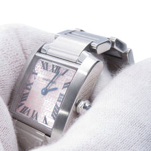 将图像加载到图库查看器中，CARTIER Tank Française SM 160th Anniversary Edition H25mm×W20mm Stainless Steel Silver/Pink DialW51035Q3
