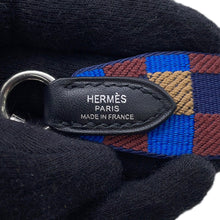Load image into Gallery viewer, HERMES Bandouliere Maxi Blue/Black/Biscuit/Rouge Canvas Swift Leather
