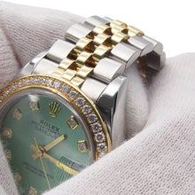 将图像加载到图库查看器中，ROLEX Lady-Datejust Diamond Bezel W28mm Stainless Steel K18YG Mint Green Tapestry Dial279383RBR
